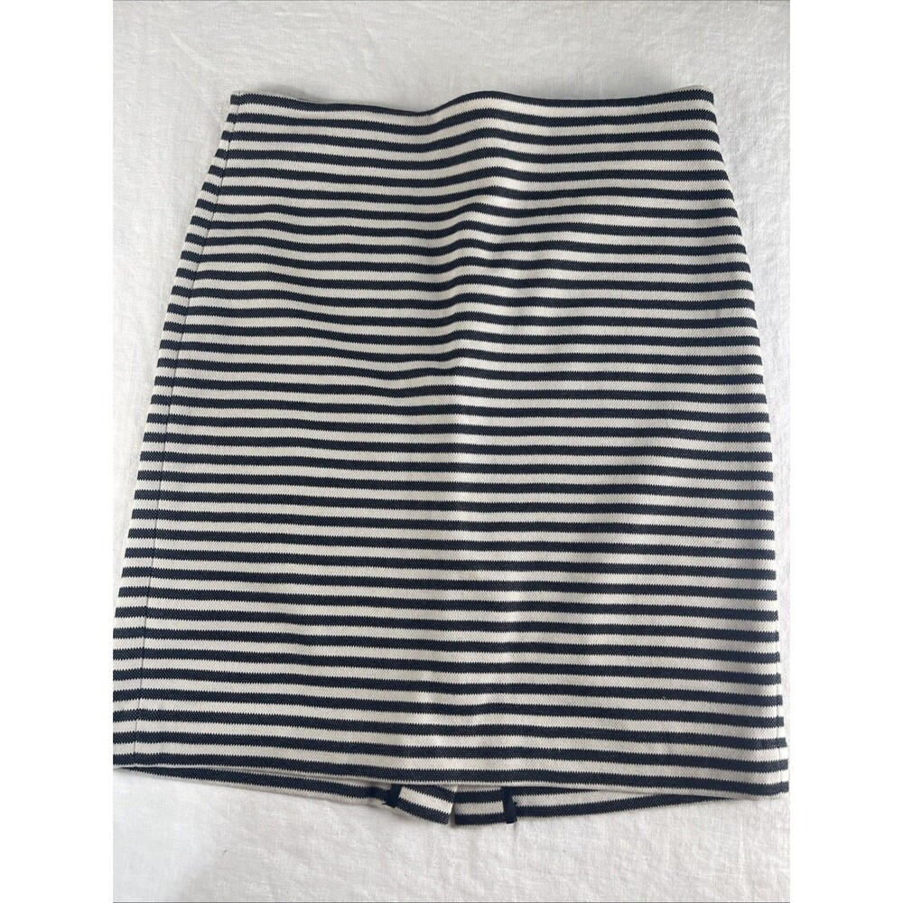 Talbots Striped Black & Ivory Zip Up Pencil Skirt Size 6P